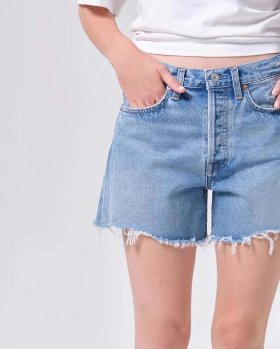  에이골디 데님 숏팬츠 아골드 파커 롱 쇼츠 라이트 워시 데님 - AGOLDE