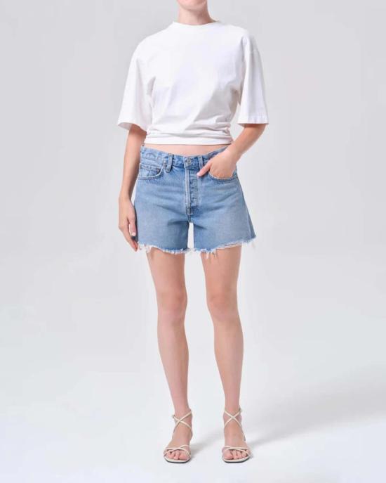  에이골디 데님 숏팬츠 아골드 파커 롱 쇼츠 라이트 워시 데님 - AGOLDE