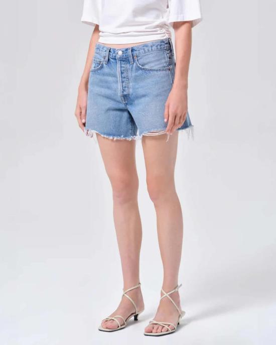  에이골디 데님 숏팬츠 아골드 파커 롱 쇼츠 라이트 워시 데님 - AGOLDE