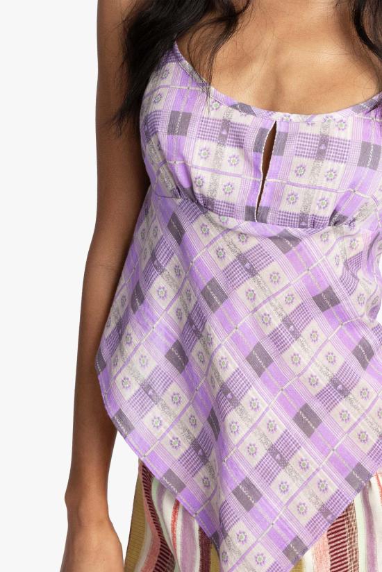  안나 수이 블라우스 체크무늬 꽃무늬 앞치마 상의 - ANNA SUI