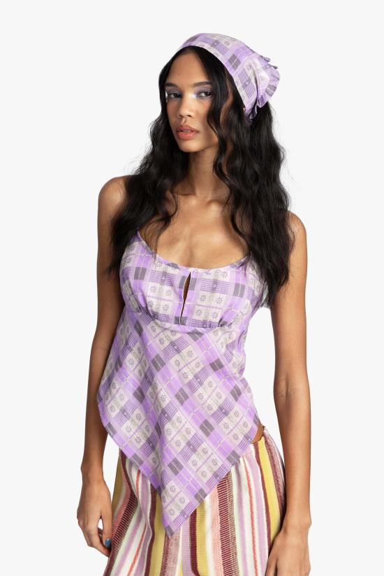  안나 수이 블라우스 체크무늬 꽃무늬 앞치마 상의 - ANNA SUI