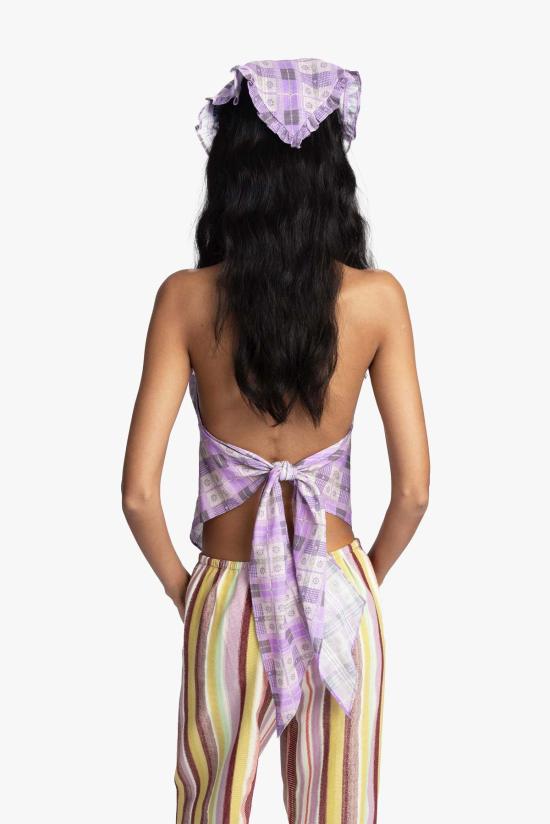  안나 수이 블라우스 체크무늬 꽃무늬 앞치마 상의 - ANNA SUI