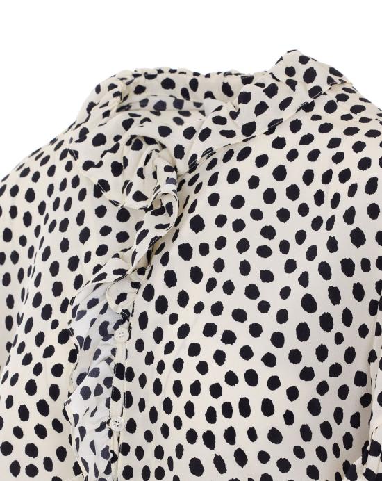  끌로에 블라우스 끌로 반팔 러플 크레이프 드 신 셔츠 화이트 - CHLOE