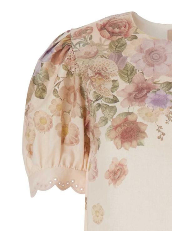  트윈셋 탑 플라워 프린트 셔츠 베이지 - TWINSET