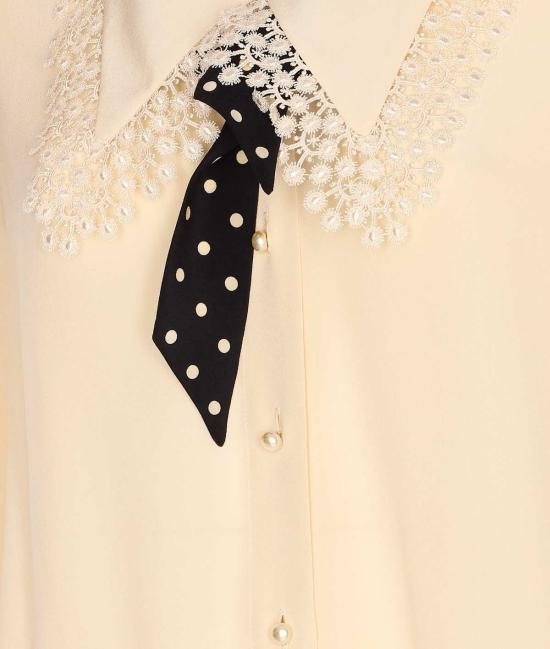  발렌티노 가라바니 탑 Valentino Garavani 크레이프 드 신 셔츠 화이트 - VALENTINO GARAVANI