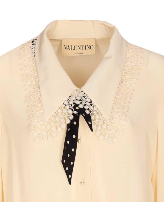  발렌티노 가라바니 탑 Valentino Garavani 크레이프 드 신 셔츠 화이트 - VALENTINO GARAVANI