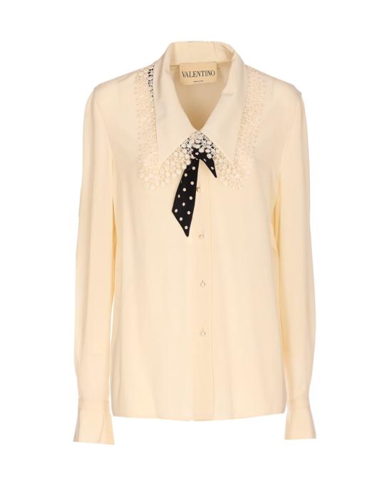  발렌티노 가라바니 탑 Valentino Garavani 크레이프 드 신 셔츠 화이트