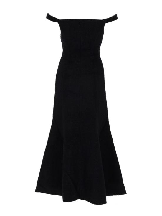  셀프 포트레이트 미디 원피스 부클 미디 드레스 블랙 - SELF PORTRAIT