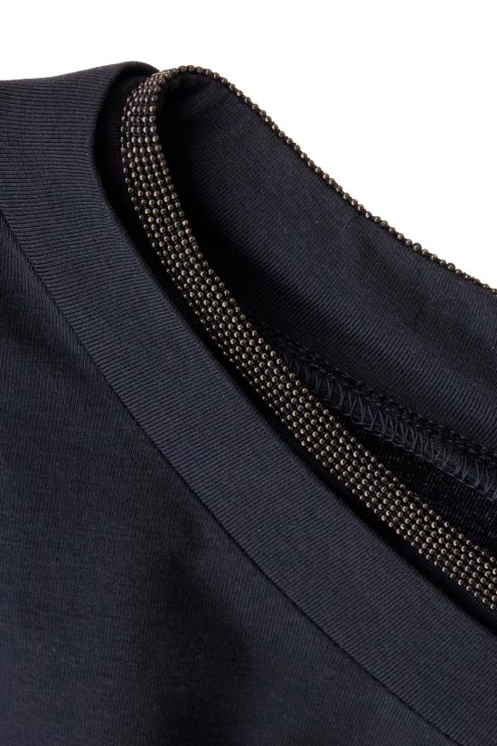 26SS 브루넬로 쿠치넬리 콘트라스트 트림 코튼 티셔츠 M0T18BD200 C4224 ABYSS BLUE - BRUNELLO CUCINELLI