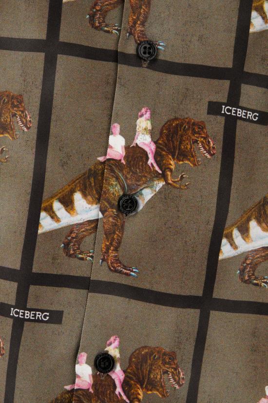 26SS 아이스 비 아이스버그 긴팔 셔츠 G1305292 Q591 QUADRO FONDO VERDE NERO - ICE B ICEBERG