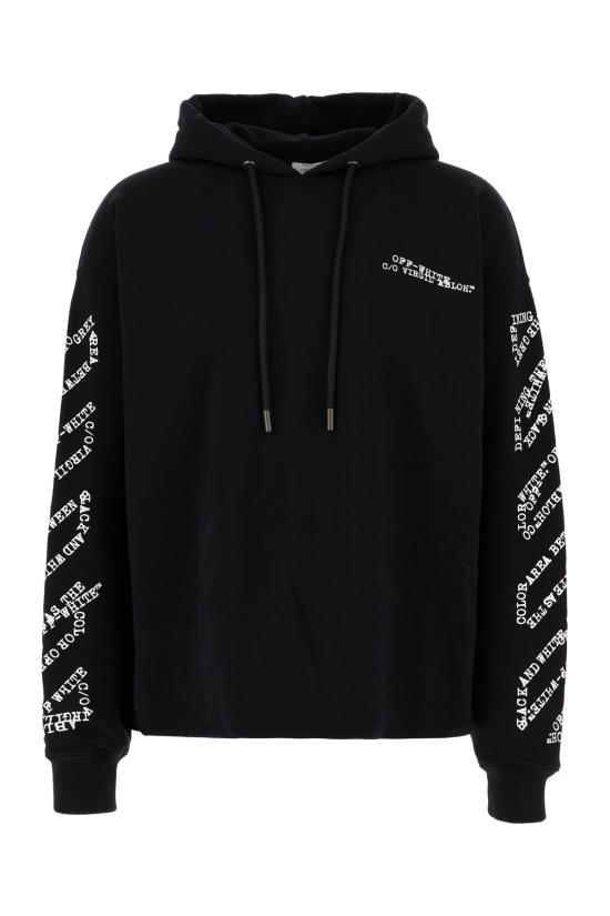 26SS 오프화이트 후드 티셔츠 OMBB12MS26FLE005 0001 BLACK