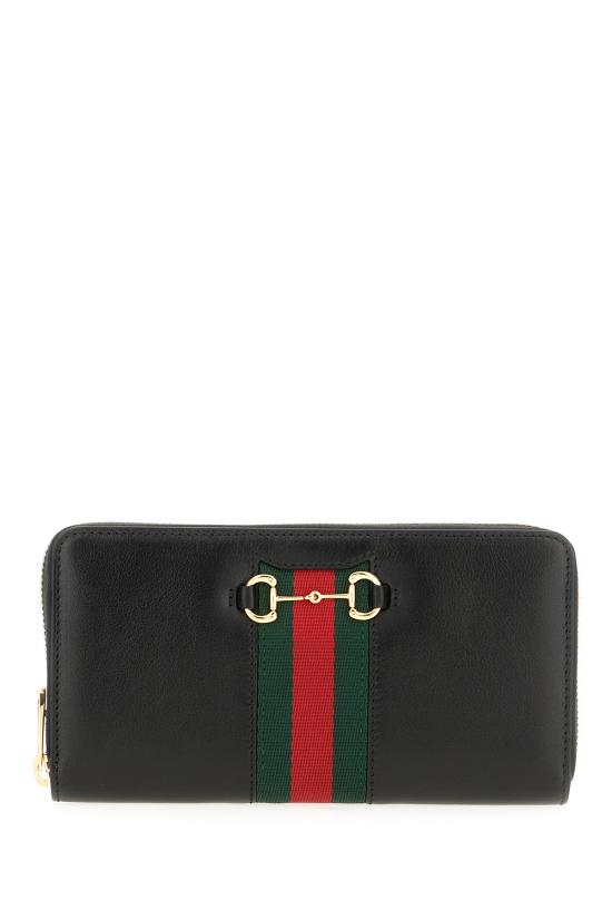 26SS 구찌 홀스빗 웹 집 어라운드 월렛 867124AAGOQ 1057 Nero