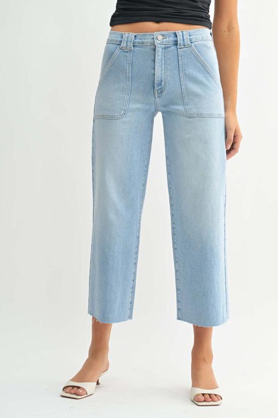  저스트 블랙 데님 데님 팬츠 쁘띠 팔라초 라이트 데님 - JUST BLACK DENIM