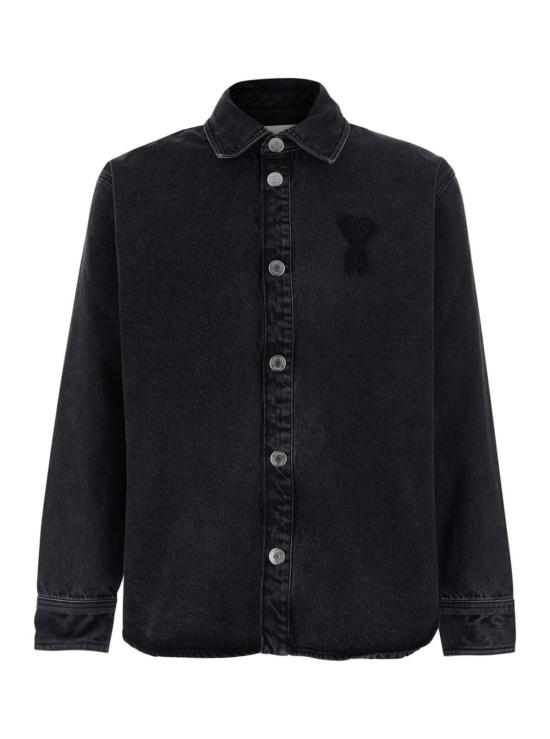  아미 탑 알렉상드르 마티우시 오버셔츠와 니트 소재의  드 쿠르 셔츠 블랙