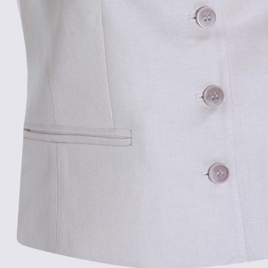  막스마라 민소매 티셔츠 린넨 탱크탑 베이지 - MAX MARA