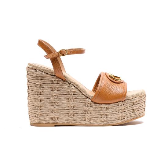  발렌티노 가라바니 샌들 브이로고 시그니처 웨지  브라운