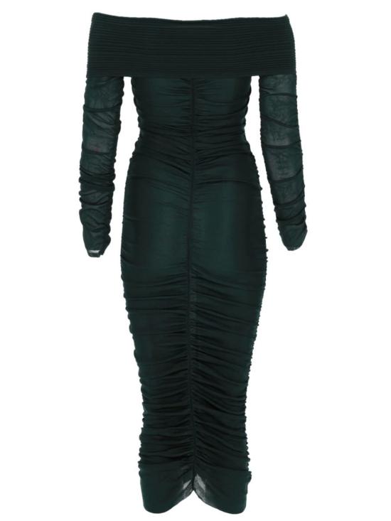  셀프 포트레이트 미디 원피스 비스코스 개더 미디 드레스 그린 - SELF PORTRAIT