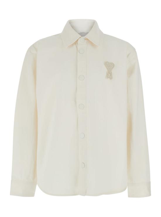  아미 자켓 알렉상드르 마티우시 오버셔츠와 니트 소재의  드 쿠르 화이트