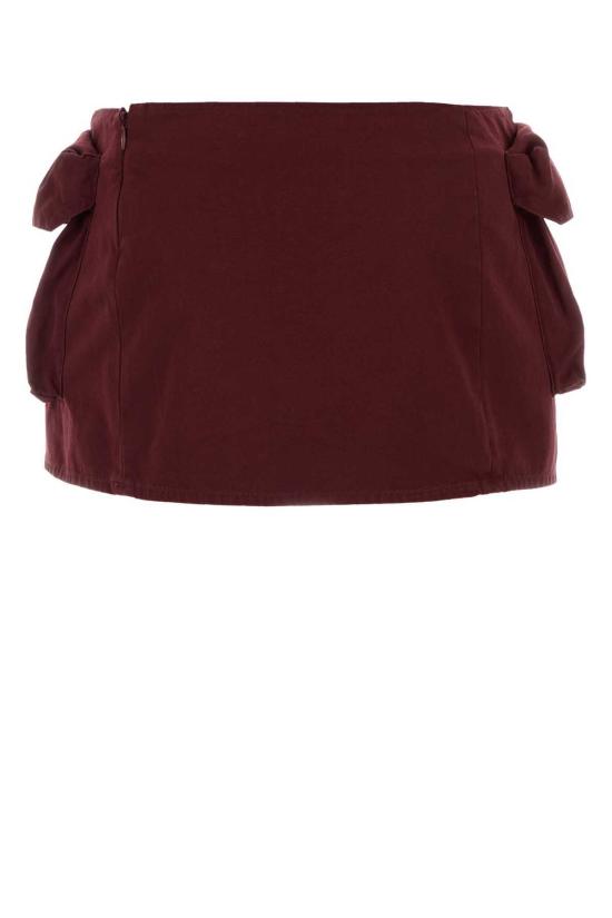 미우미우 숏 스커트 버건디 코튼 미니 스커트 아마란토 - MIU MIU