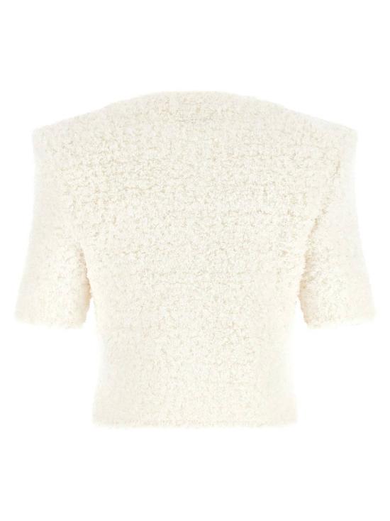  발망 가디건 트위드 플루메티스  화이트 - BALMAIN