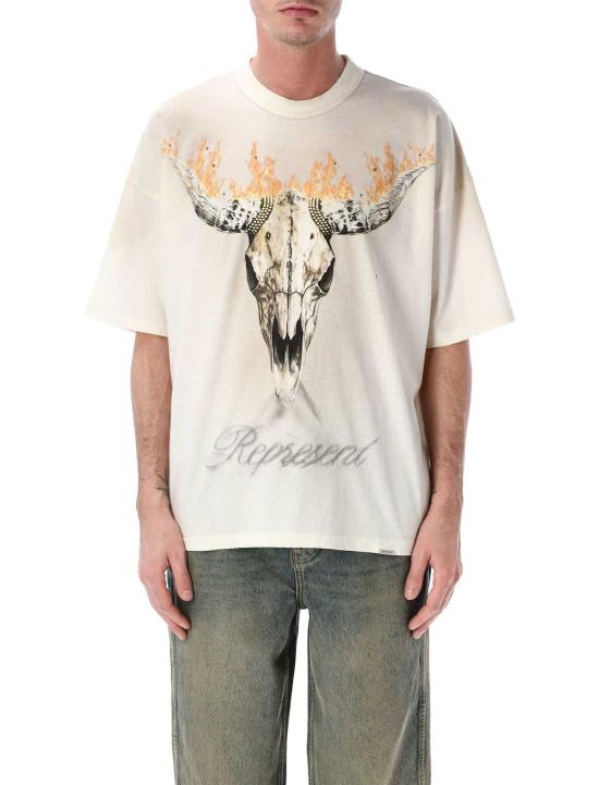  리프레젠트 탑 영국 카우보이를 대표하는 티셔츠 (워시드 에크루)