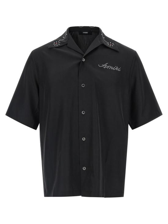  아미리 반팔 티셔츠 스터드 캠프 셔츠 블랙