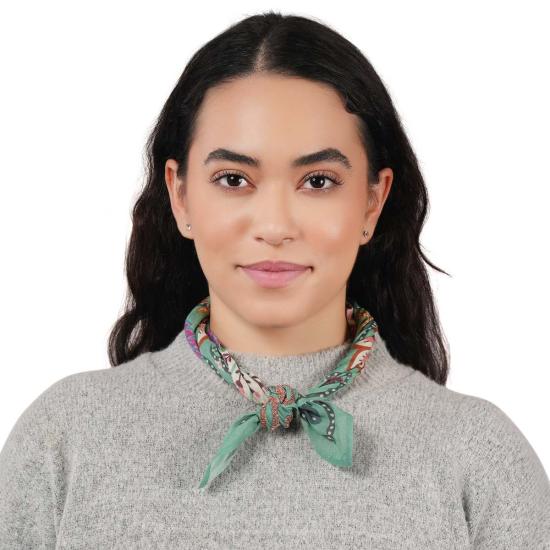  비스마야 머플러/스카프 Vismaya High Noon 꽃무늬 반다나 그래니트 그린 - VISMAYA