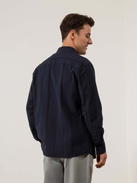  O.N.S 탑 바릭 도비 스트라이프 오버셔츠 다크 네이비 - OTHER BRANDS