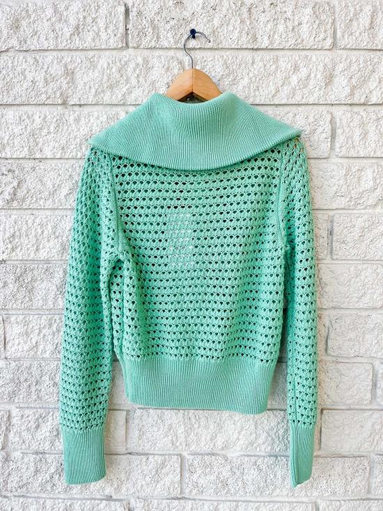  발리 스웨터 바를리 엘로이즈 풀집 니트  더스티 제이드 그린 - VARLEY