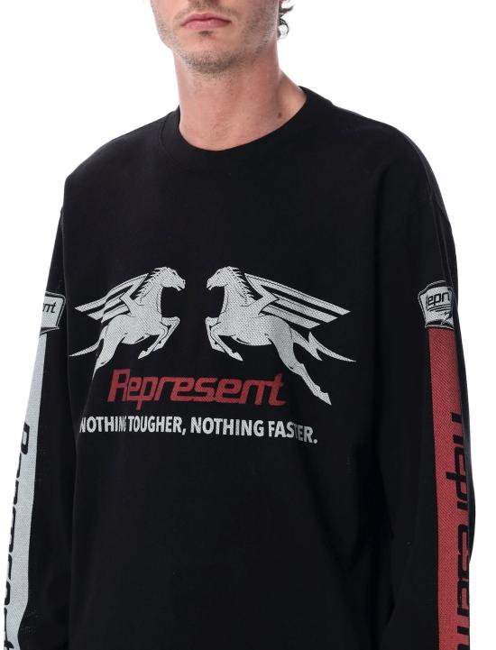  리프레젠트 긴팔 티셔츠 Represent Mesh Pegasus  제트 블랙 - REPRESENT
