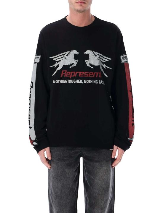  리프레젠트 긴팔 티셔츠 Represent Mesh Pegasus  제트 블랙