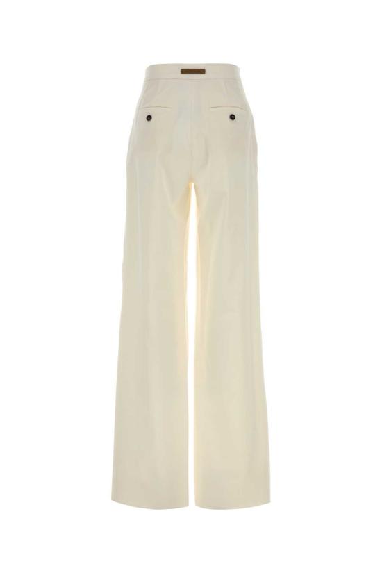  막스마라 스트레이트 팬츠 덴티스 스트레치 코튼 와이드 레그 팬츠 화이트 - MAX MARA