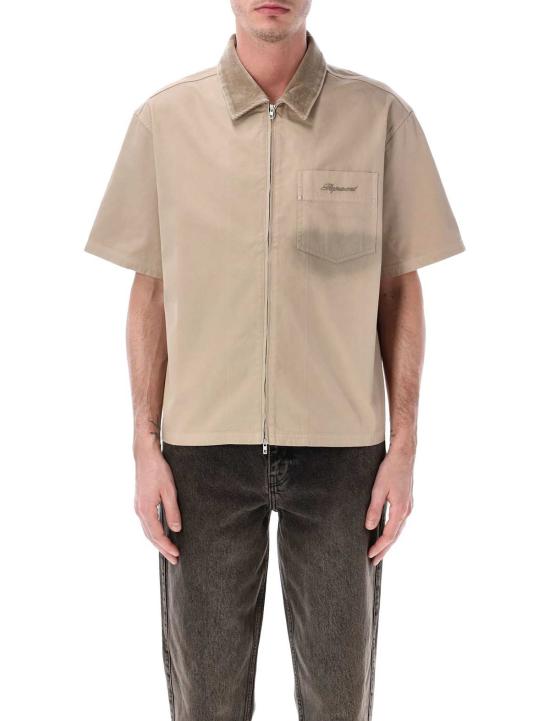  리프레젠트 반팔 셔츠 라모나 빈티지 카키색 지퍼 셔츠를 소개합니다.