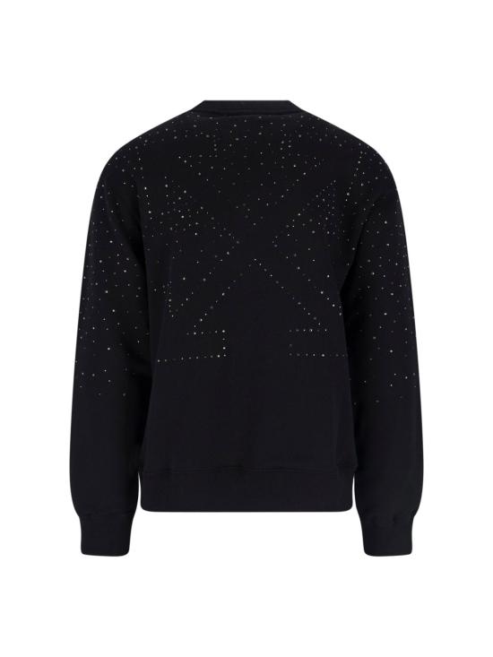  오프화이트 긴팔 티셔츠 라인스톤 로고 스웨트셔츠 블랙 - OFF WHITE