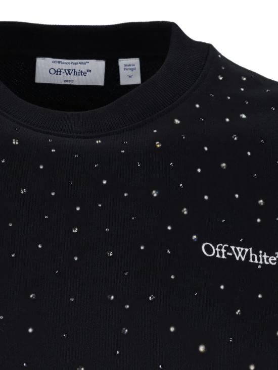  오프화이트 긴팔 티셔츠 라인스톤 로고 스웨트셔츠 블랙 - OFF WHITE