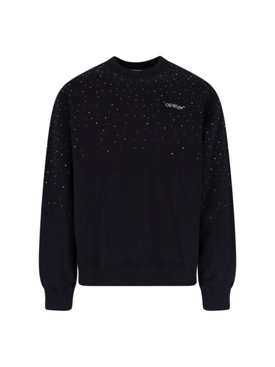  오프화이트 긴팔 티셔츠 라인스톤 로고 스웨트셔츠 블랙