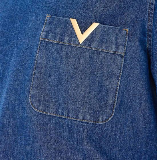  발렌티노 가라바니 데님 팬츠 Vgold 로고 데님 셔츠 블루 - VALENTINO GARAVANI