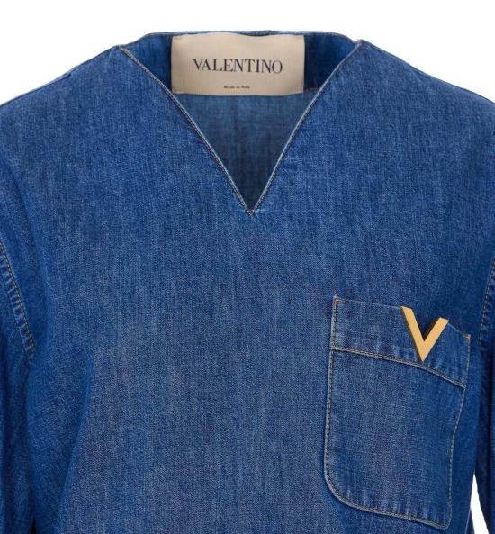  발렌티노 가라바니 데님 팬츠 Vgold 로고 데님 셔츠 블루 - VALENTINO GARAVANI