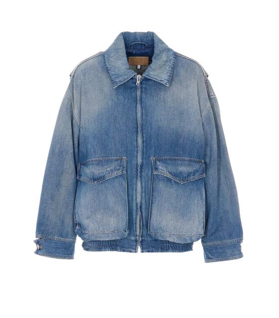  MM6 메종마르지엘라 데님 자켓 Mm6 메종 마르지엘라 데님 로고 재킷 블루 - MM6 MAISON MARGIELA