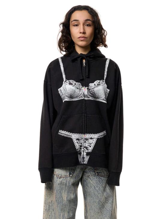  바퀘라 스웨터 Vaquera Trompe L'oeil 지퍼 후디 - VAQUERA