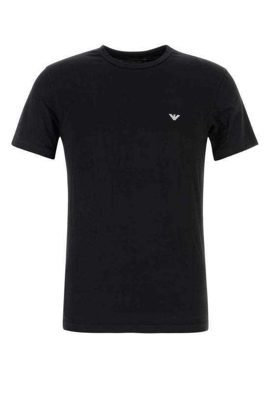  엠포리오 아르마니 탑 스트레치 코튼 티셔츠 블랙