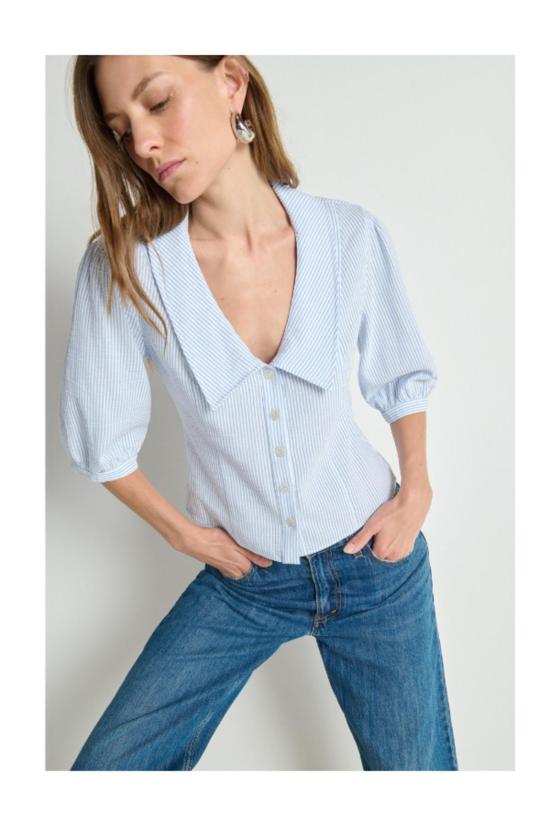  네이션 블라우스 베로니크 미니 스트라이프 - NATION