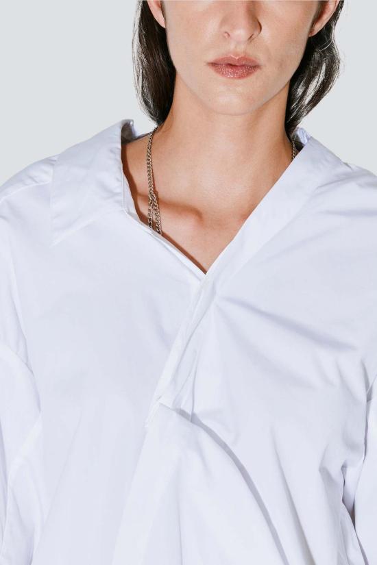  파콘 자크민 탑 페이컨 자크민 찰스 단추가 제대로 채워지지 않은 셔츠 흰색 - FACON JACMIN