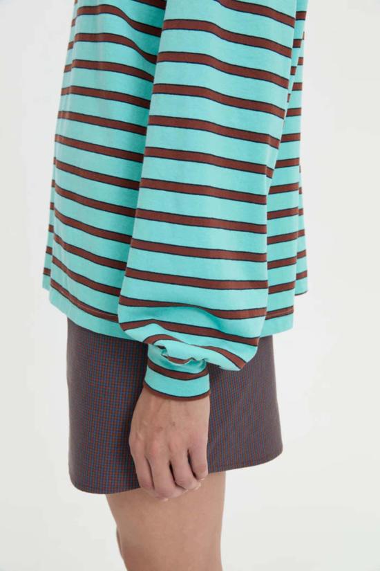  블랑카 긴팔 티셔츠 엘리 폴로 탑 터쿼이즈 - BLANCA