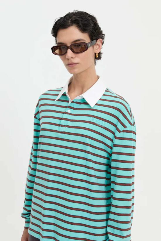  블랑카 긴팔 티셔츠 엘리 폴로 탑 터쿼이즈 - BLANCA