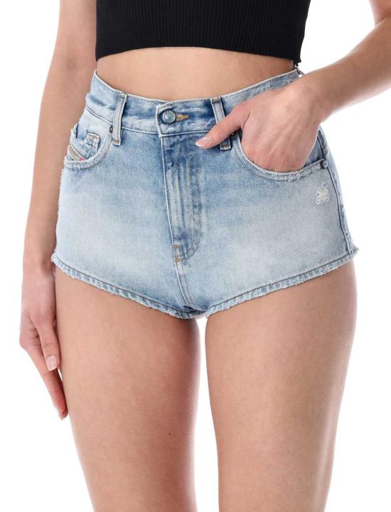  디젤 데님 숏팬츠 드루나 프레이드 데님 쇼츠 라이트 블루 - DIESEL