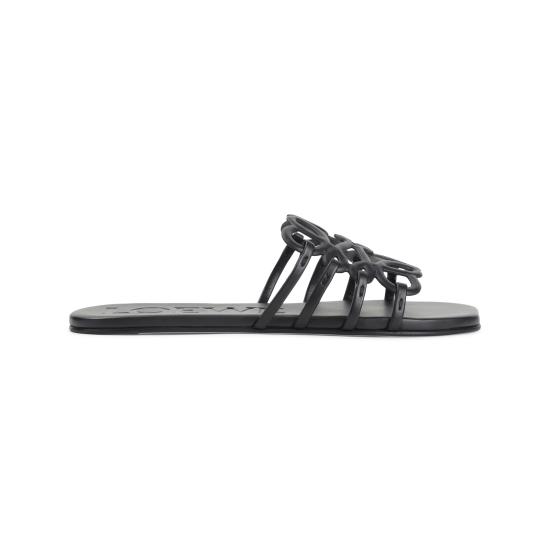 26SS 로에베 페탈 애너그램 소프트 카프스킨 슬라이드 LPEA465X06 1100 BLACK DOM - LOEWE