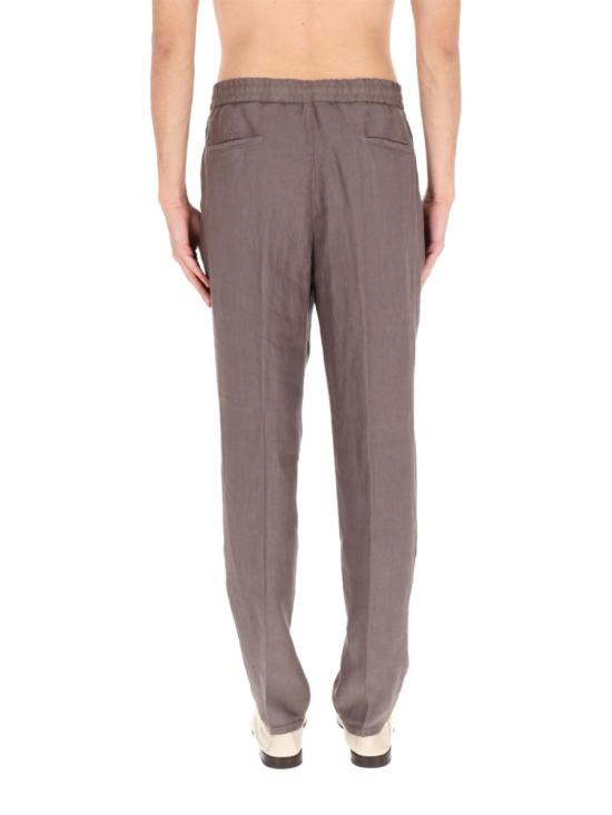  브루넬로 쿠치넬리 스트레이트 팬츠 Brunello Cucinelli 린넨 팬츠 브라운 - BRUNELLO CUCINELLI