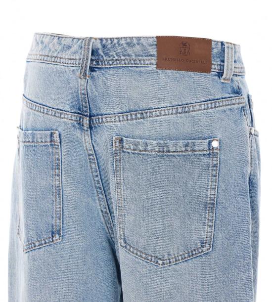  브루넬로 쿠치넬리 데님 팬츠 배기 테이퍼드  블루 - BRUNELLO CUCINELLI