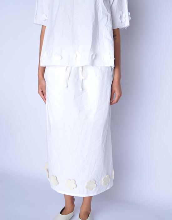  SCHA 롱 스커트 샤 트위스트 플로럴 미디엄 롱